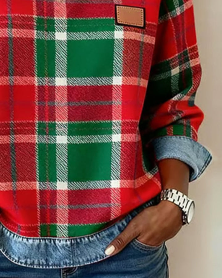 Anna | Check Patchwork Sweatshirt