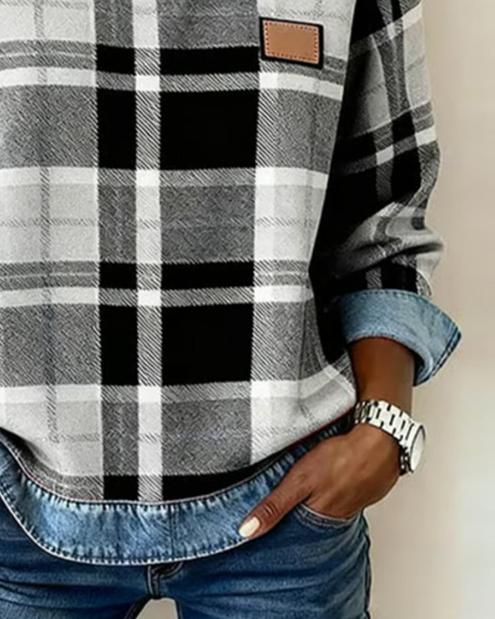 Anna | Check Patchwork Sweatshirt