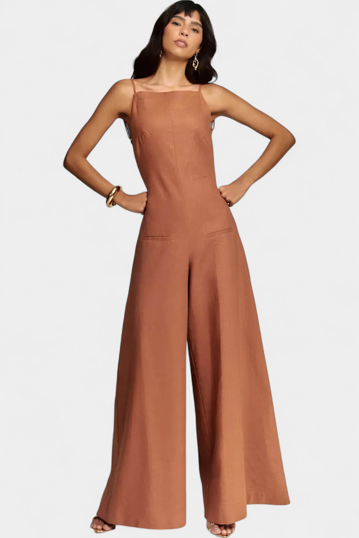 Belén Wide-Leg Halter Jumpsuit with Radiant Drop