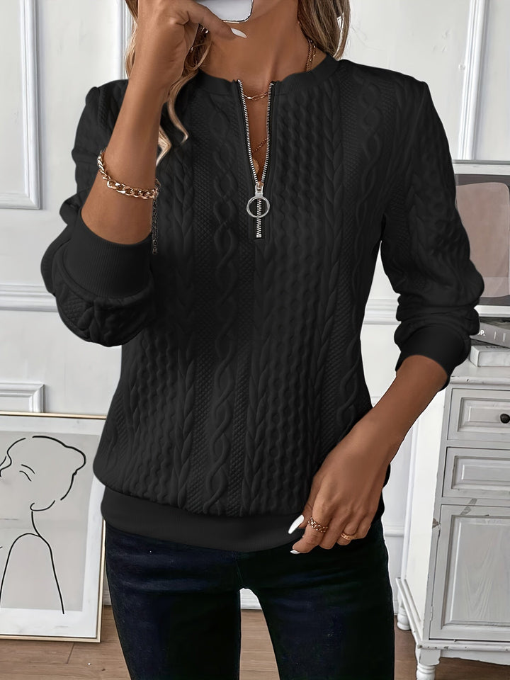 Minda | Textured Zip Pullover