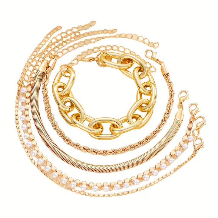 Bianca™ | Pearl and Chain Bracelet Set of 6