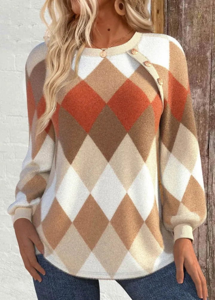 Iris™ | Buttoned Check Knit