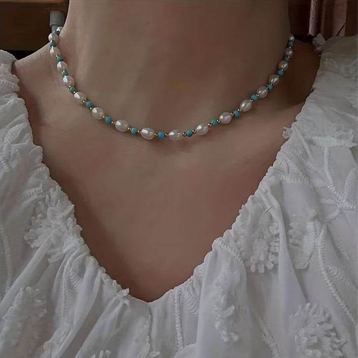 Willa™ | Pearl and Turquoise Beads Necklace