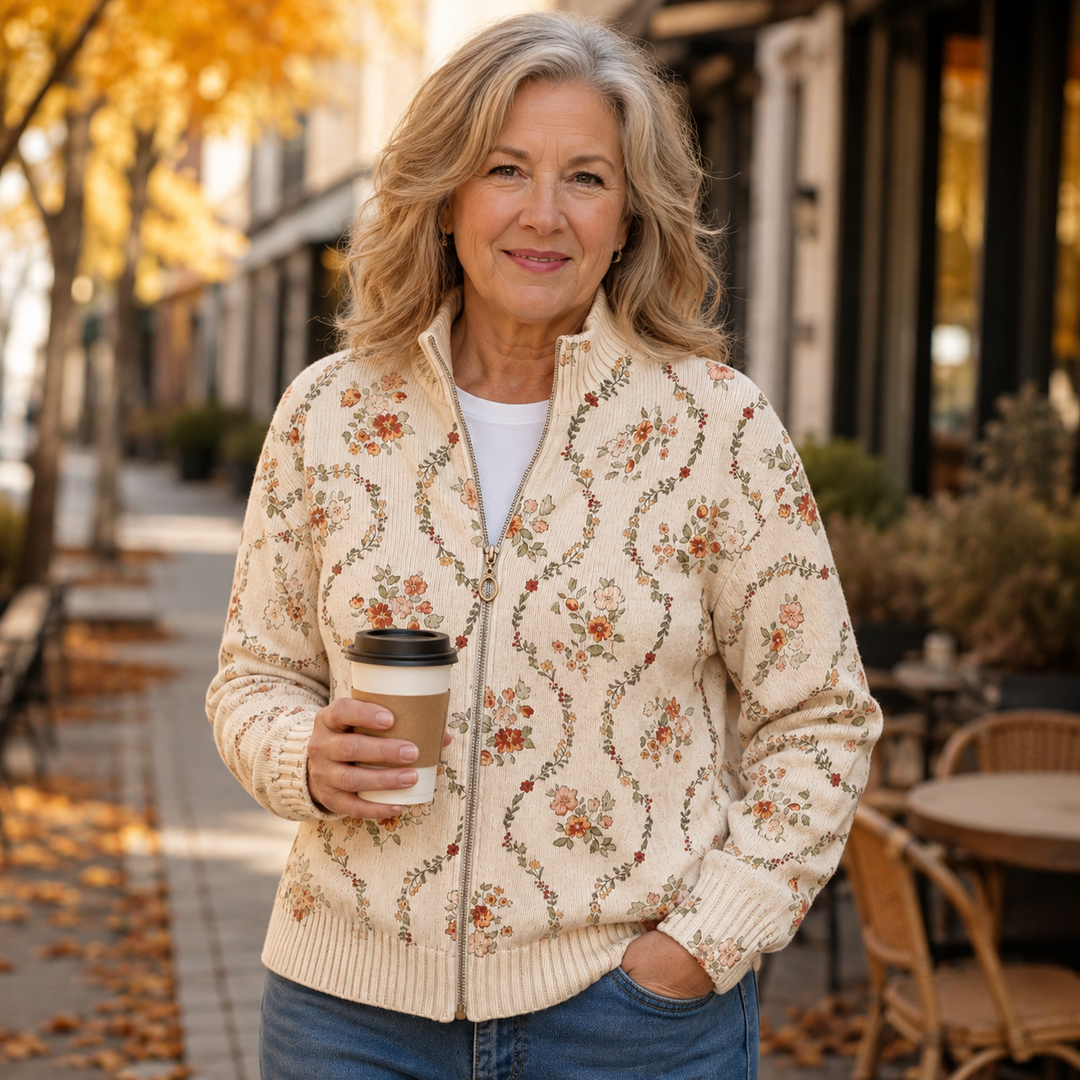 Persephone | Floral Vine Zip Cardigan