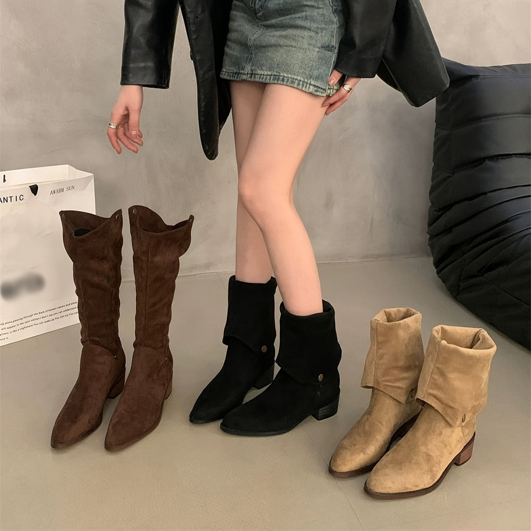 Evadne™ | V-Cut Block Heel Boots