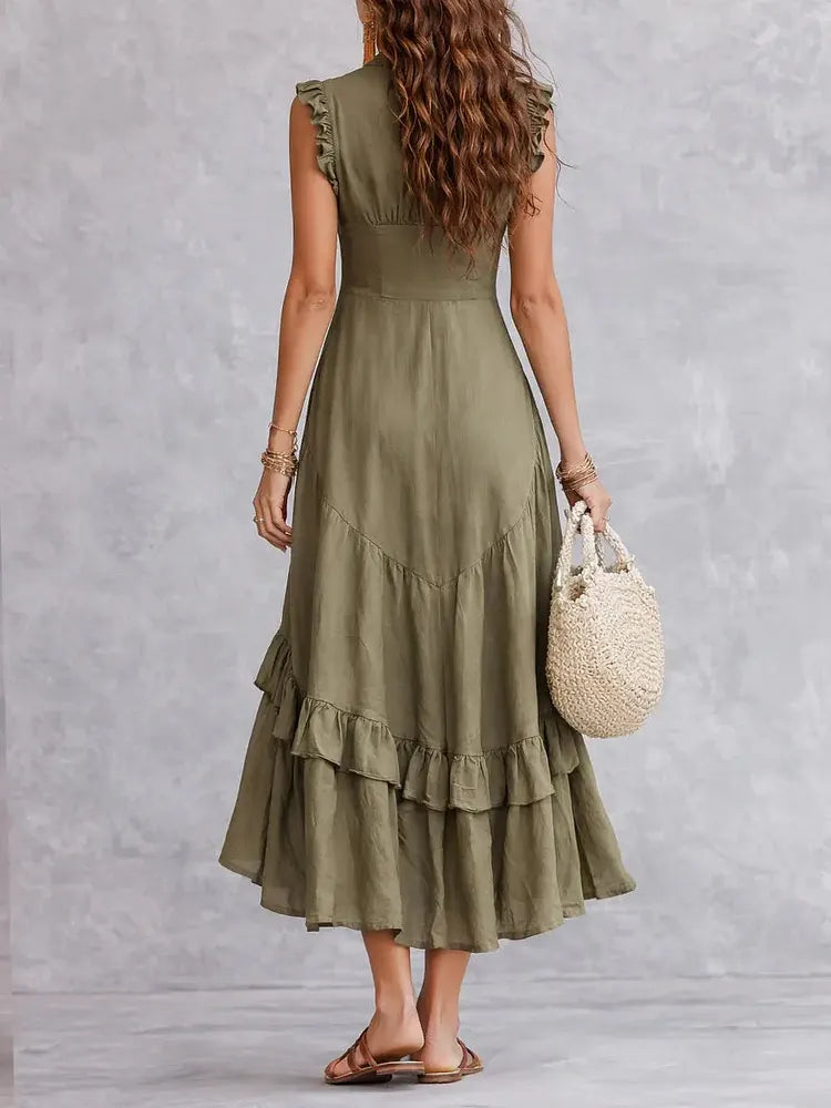 Linnea | Minimalist Lace Cotton-Linen Dress