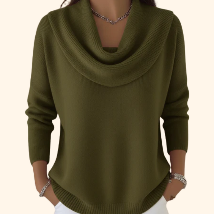 Claire | Draped-Collar Knit Jumper