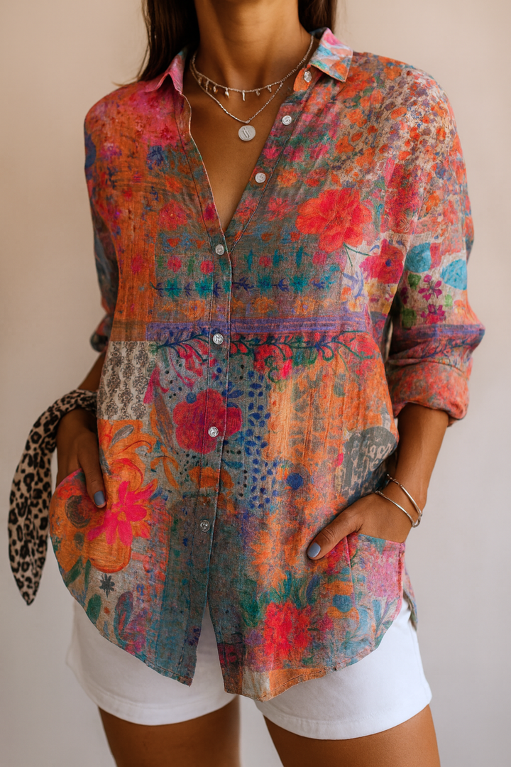 Astra | Blouse with Colourful Pattern