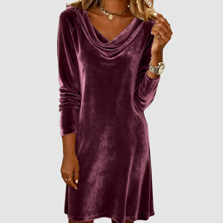 Misty Long Sleeve Velvet Dress