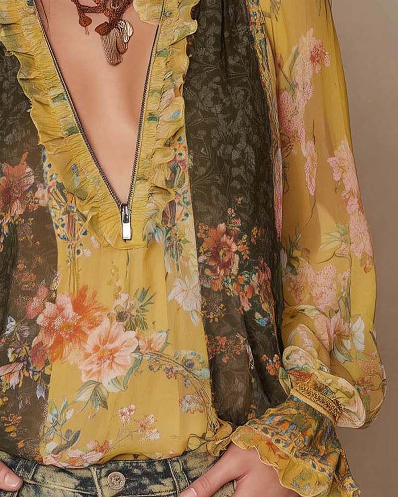 Lillian | Floral Zip Blouse