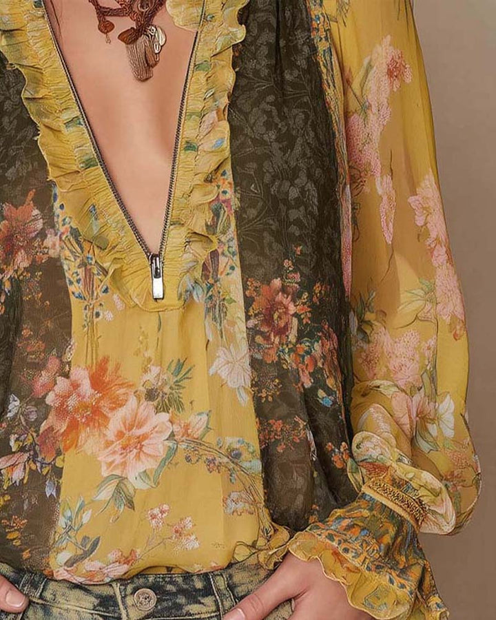Lillian | Floral Zip Blouse