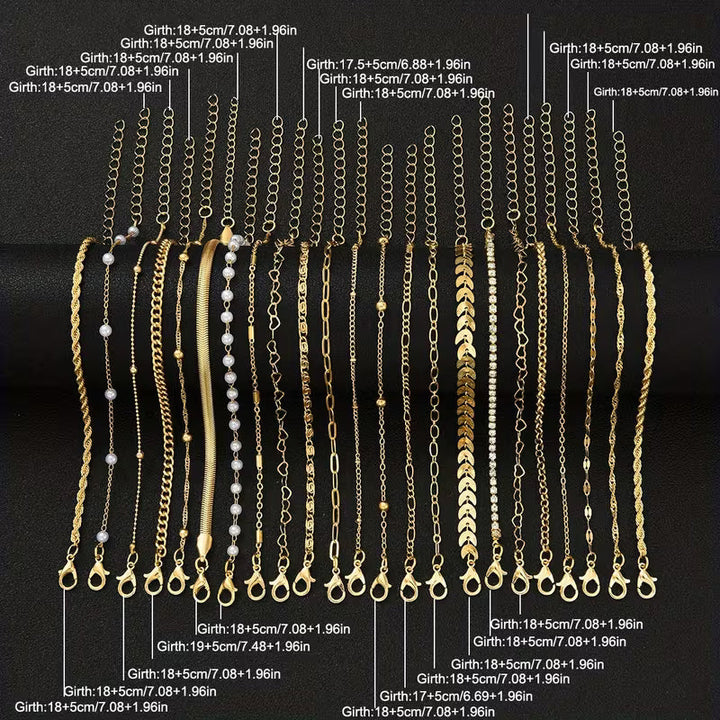 Iris™ | Golden Pearl Chain Bracelet Set of 23