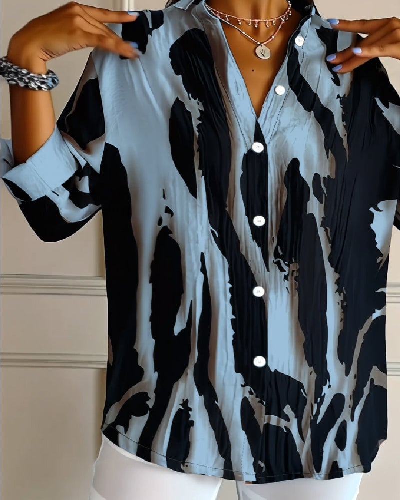 Saskia | Printed High-Neck Blouse