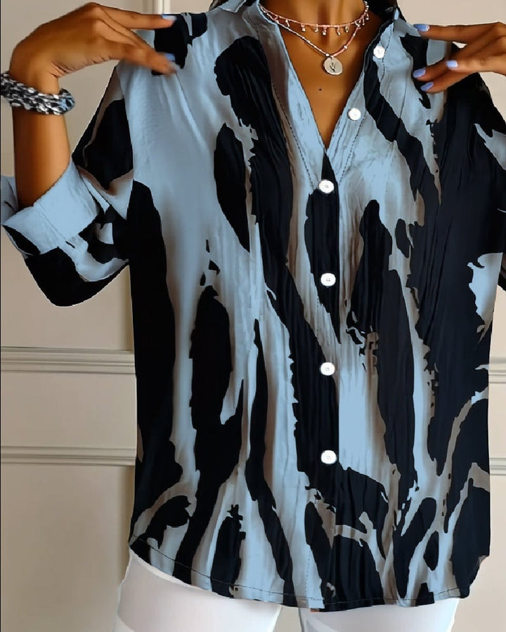 Saskia | Printed High-Neck Blouse