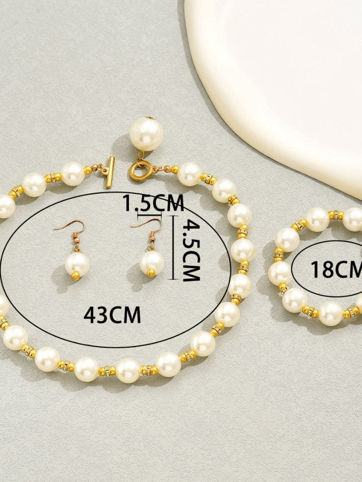 Mother-of-pearl Necklace And Earrings Bracelet Jewelry Sets