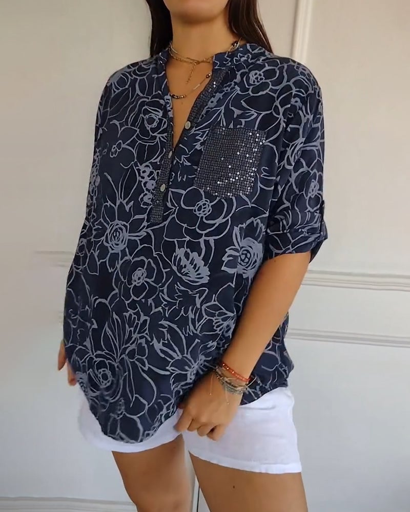 Margot | Printed V-Neck Blouse