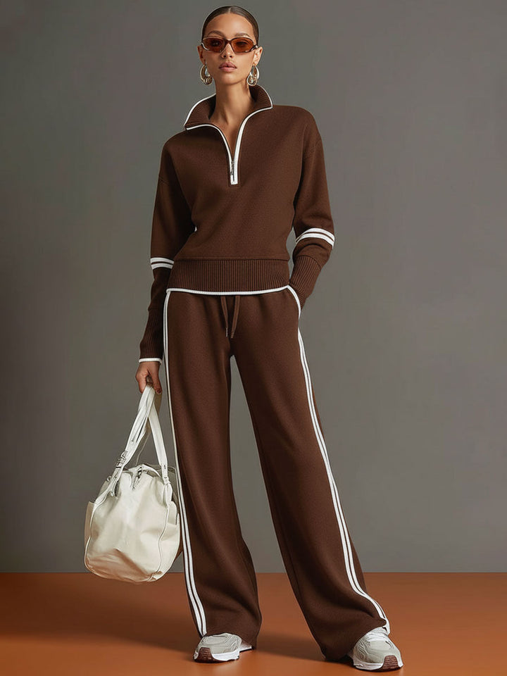 Two Piece Set Wide Leg Trousers and Blouse for Women