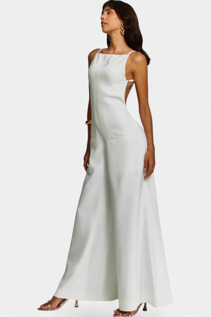 Belén Wide-Leg Halter Jumpsuit with Radiant Drop