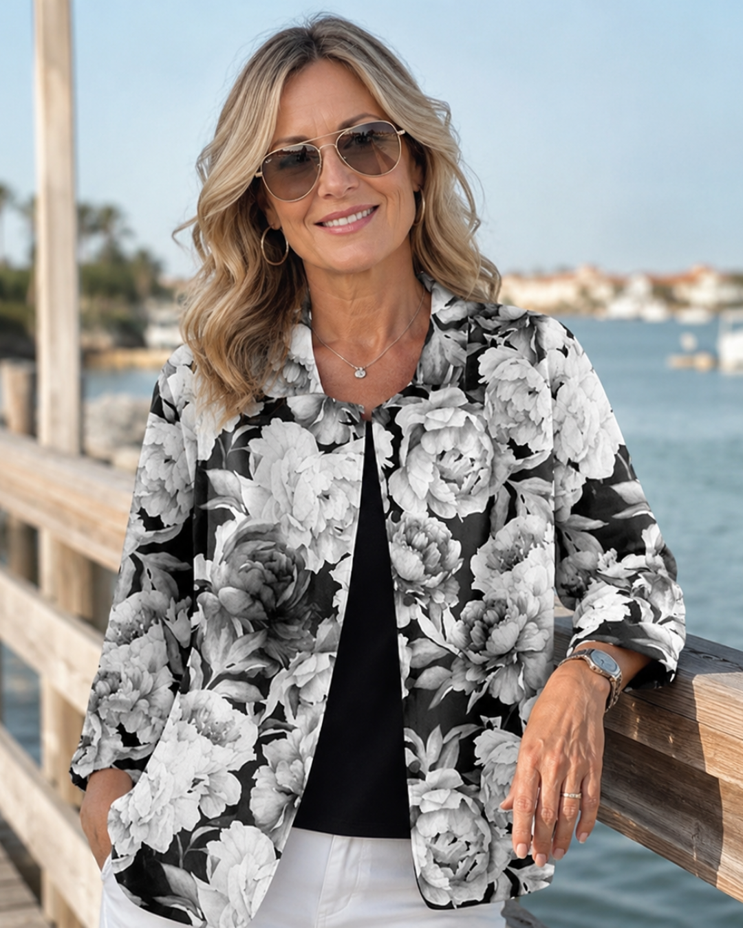 Leontina | Monochrome Peony Blouse
