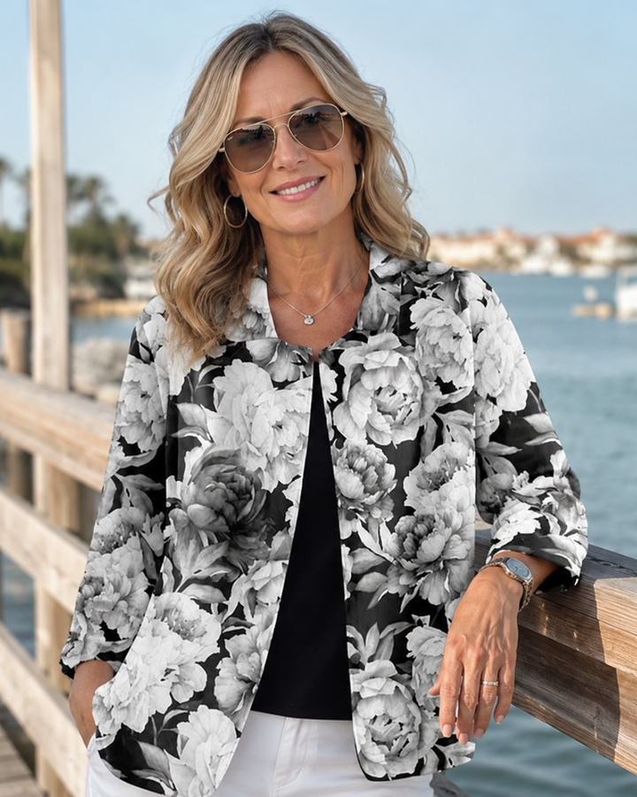 Leontina | Monochrome Peony Blouse