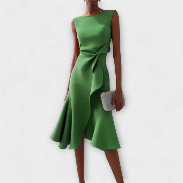 Juliette – Draped Asymmetric Midi Dress