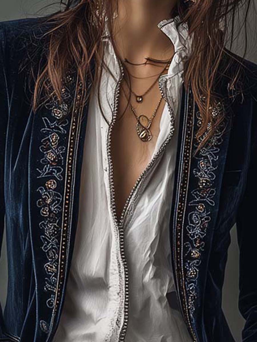 Erica | Long Velvet Vintage Jacket