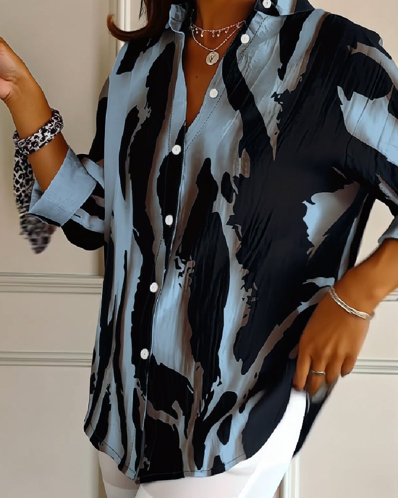 Saskia | Printed High-Neck Blouse