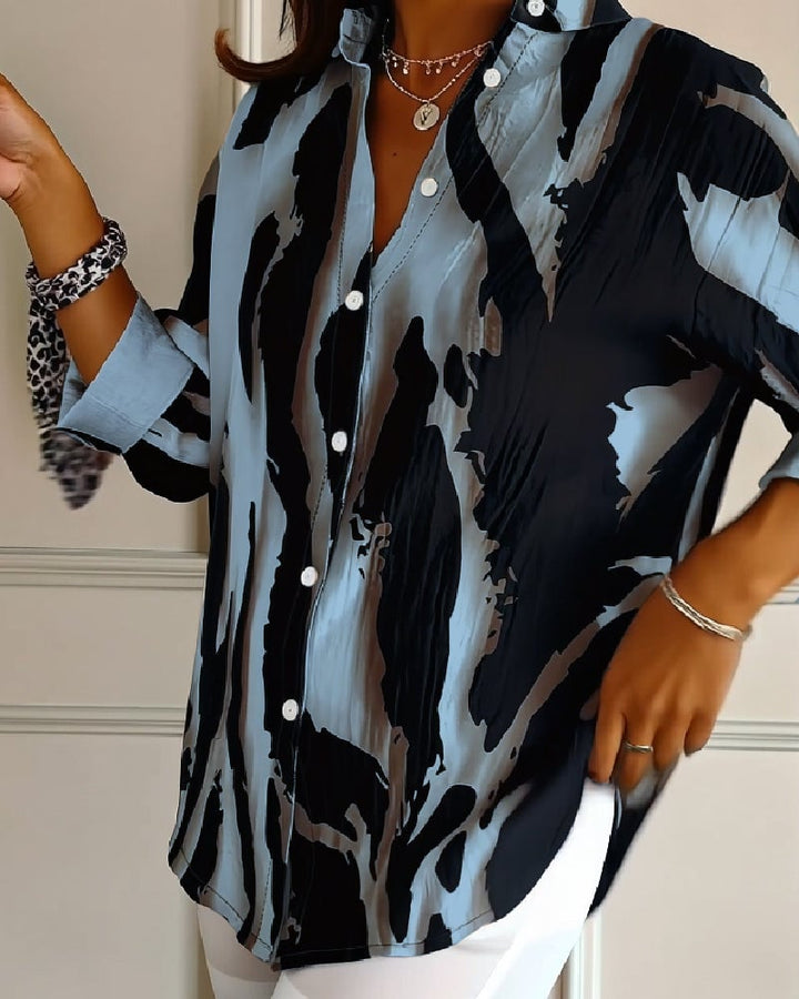 Saskia | Printed High-Neck Blouse