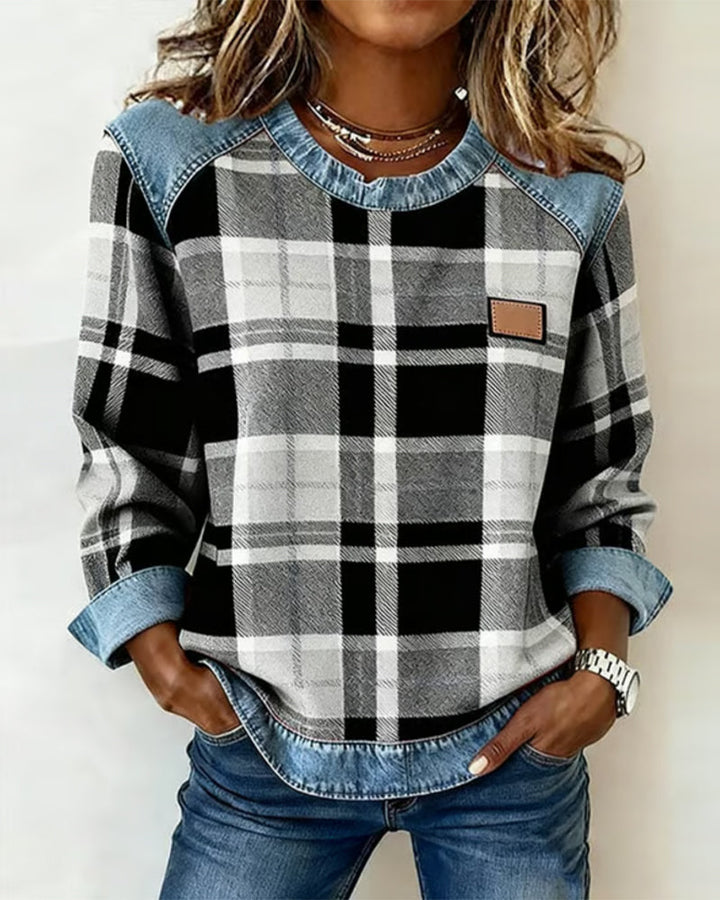 Anna | Check Patchwork Sweatshirt