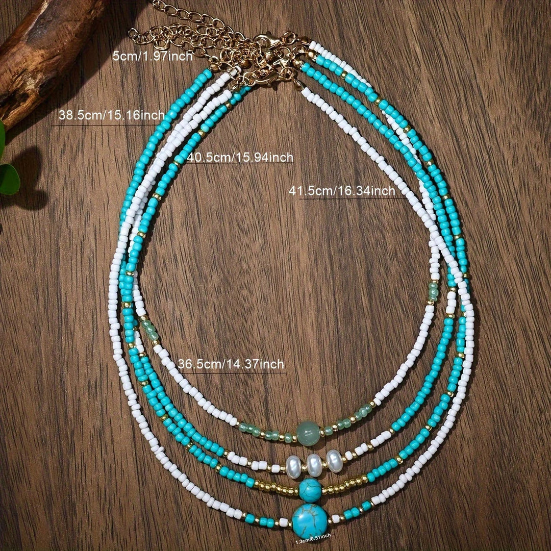 Colette™ | Bohemian Pearl and Turquoise Beaded Bracelet Set
