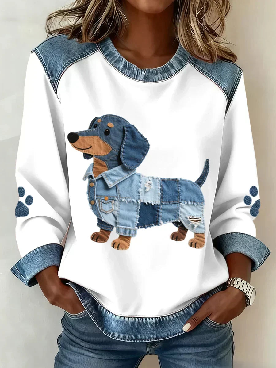 Lilah | Dachshund Patchwork Sweatshirt