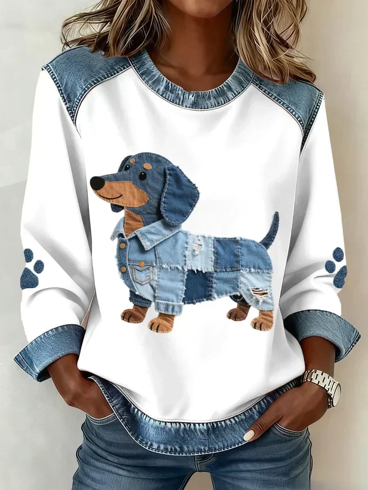 Lilah | Dachshund Patchwork Sweatshirt