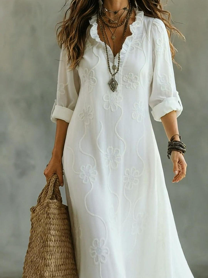 Kallie | Embroidered V-Neck Maxi Dress