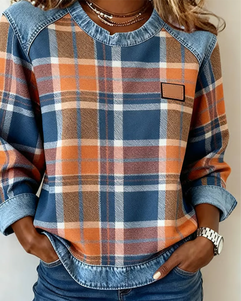Anna | Check Patchwork Sweatshirt