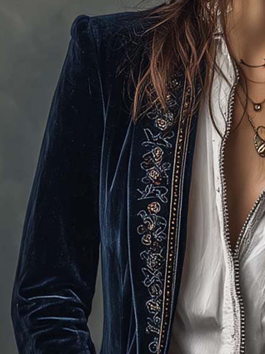 Erica | Long Velvet Vintage Jacket