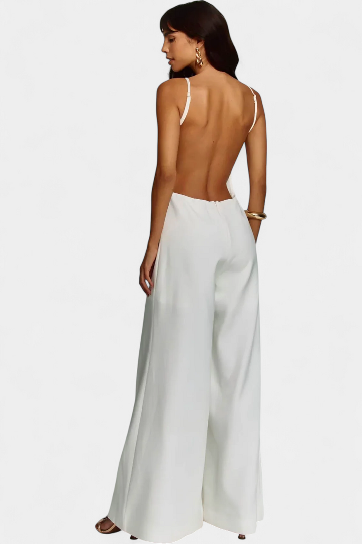 Belén Wide-Leg Halter Jumpsuit with Radiant Drop