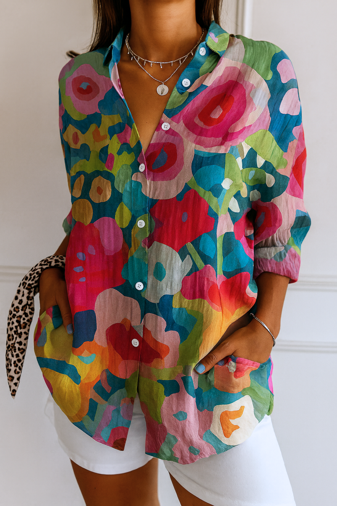 Astra | Blouse with Colourful Pattern
