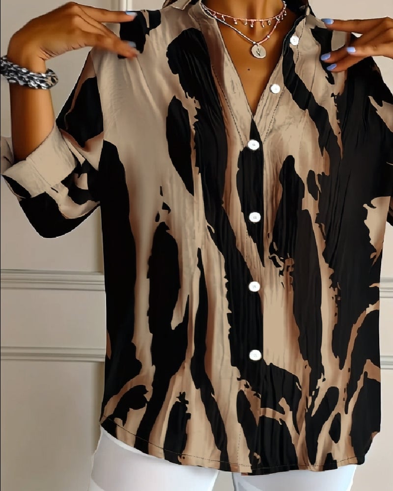 Saskia | Printed High-Neck Blouse