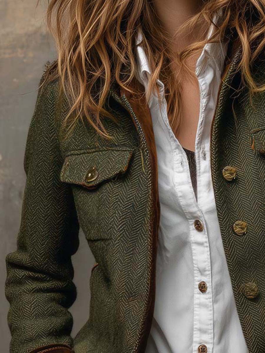 Maren | Herringbone Contrast Blazer