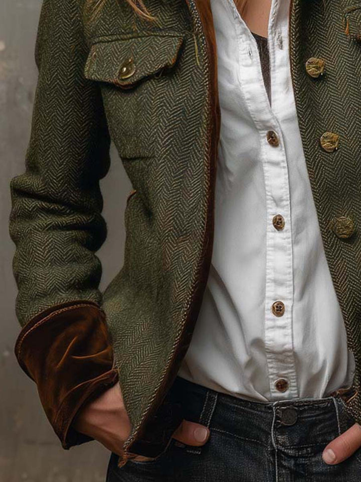Maren | Herringbone Contrast Blazer