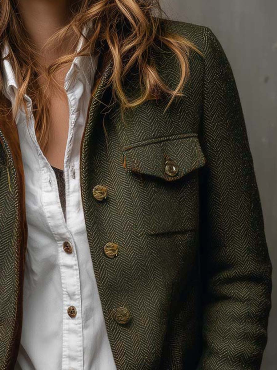 Maren | Herringbone Contrast Blazer