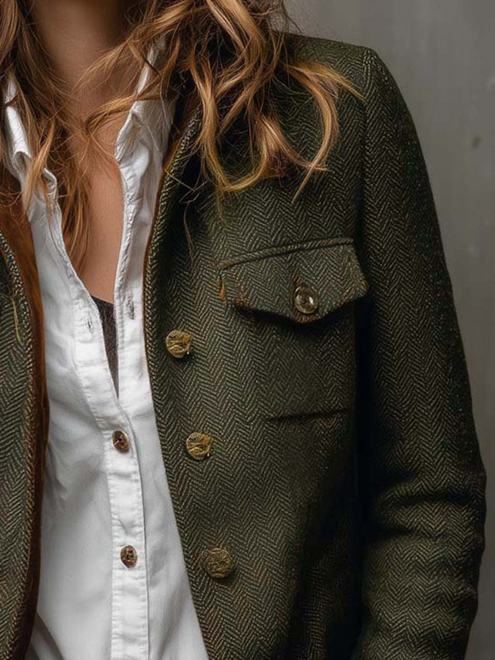 Maren | Herringbone Contrast Blazer