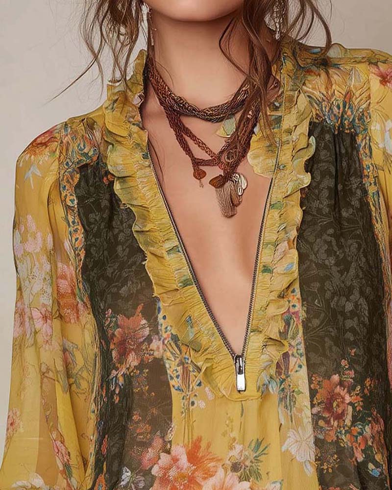 Lillian | Floral Zip Blouse