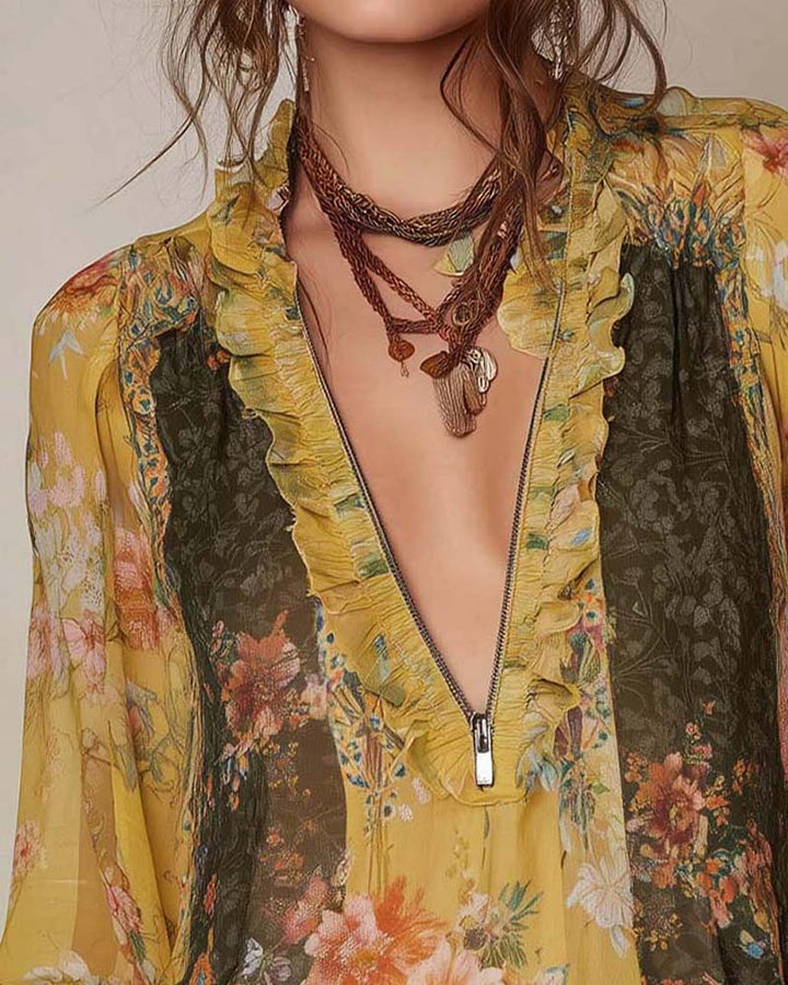 Lillian | Floral Zip Blouse