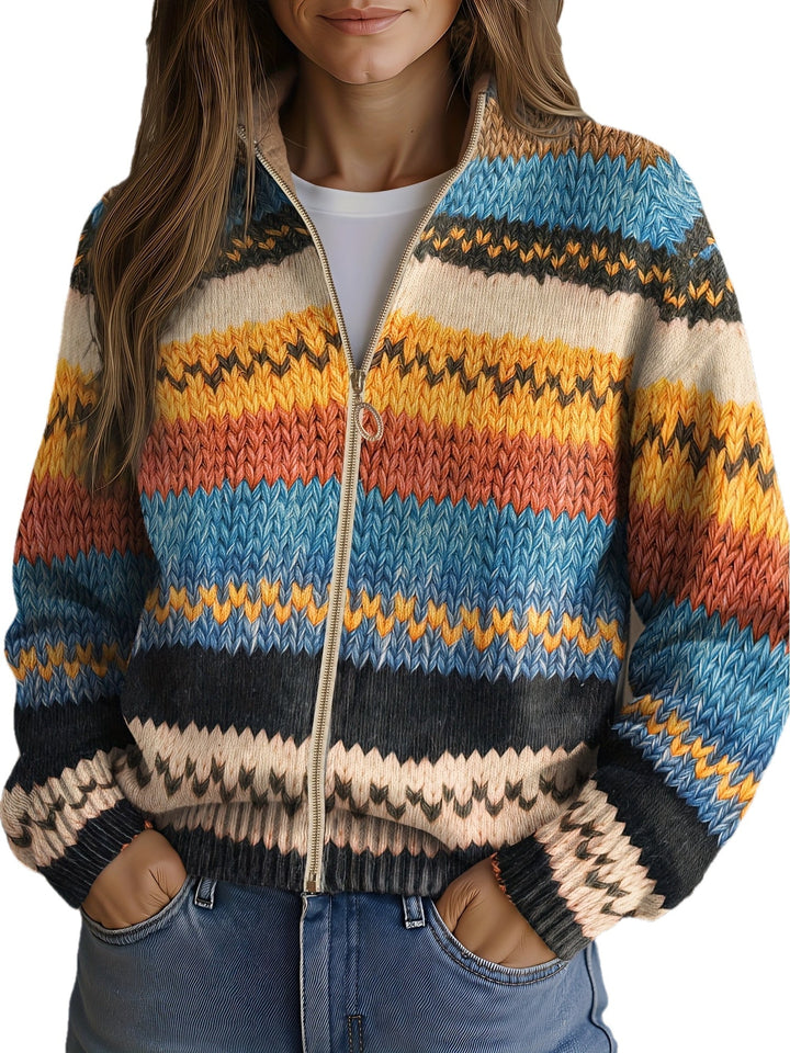 Yseult | Chevron Stripe Zip Cardigan