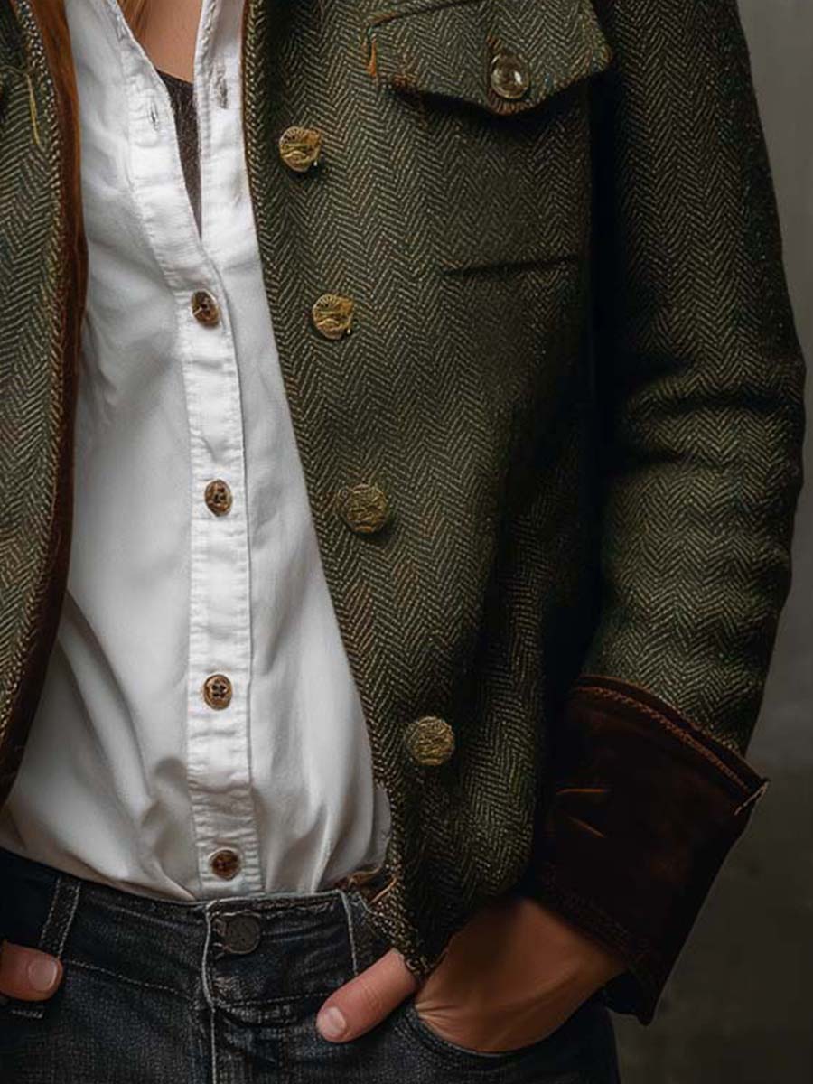 Maren | Herringbone Contrast Blazer