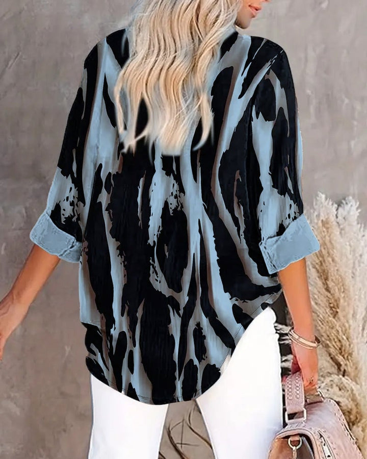 Saskia | Printed High-Neck Blouse