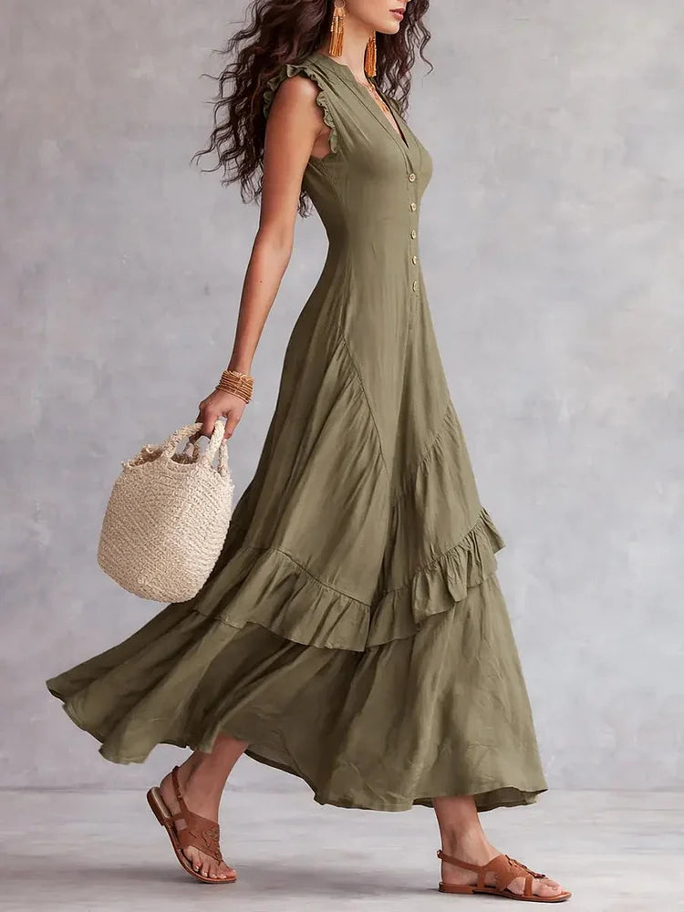 Linnea | Minimalist Lace Cotton-Linen Dress