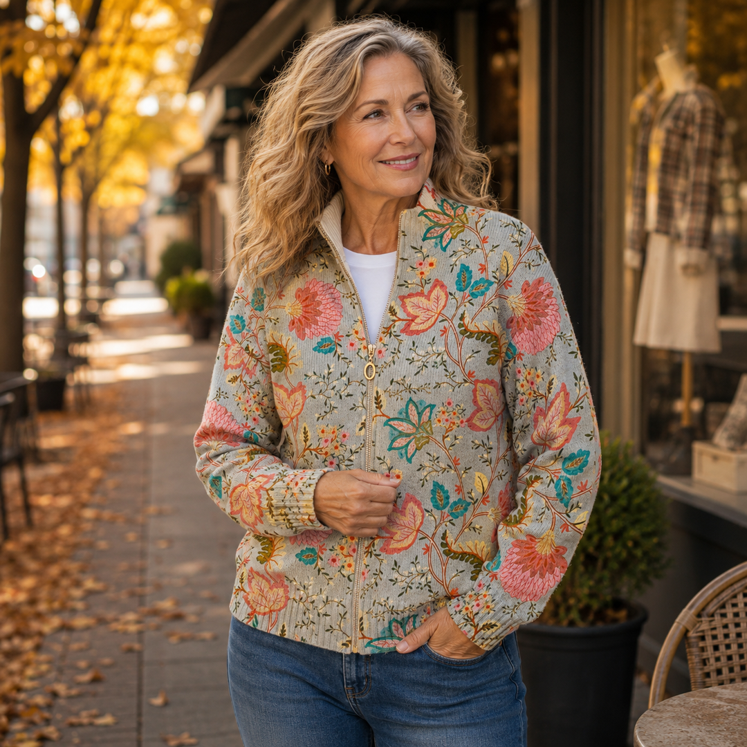 Xanthe | Floral Garden Zip Cardigan