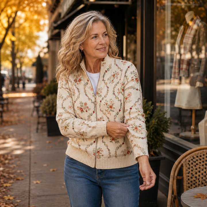 Persephone | Floral Vine Zip Cardigan